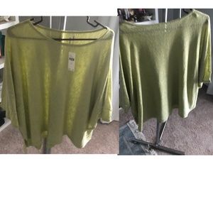Anthropologie lemon/lime color shiny top